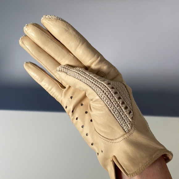 (2/$50) Vintage MCM Pullman England Cream Leather Gloves (Women's) - Medium - Picture 5 of 11